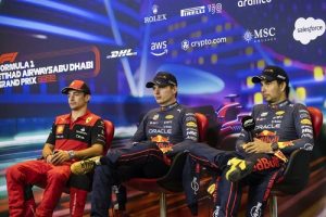 Max VERSTAPPEN (Red Bull Racing), Charles LECLERC (Ferrari) and Sergio PÉREZ (Red Bull Racing) - Photo by FIA