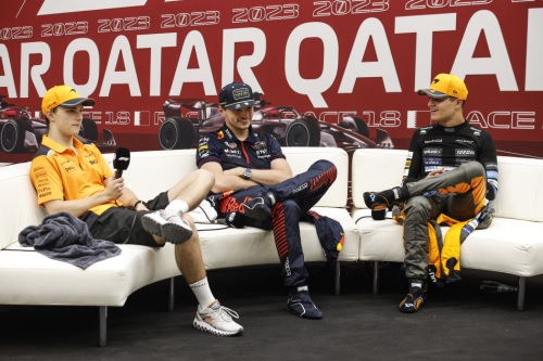 Max VERSTAPPEN (Red Bull),Oscar PIASTRI (McLaren) and Lando NORRIS (McLaren) - photo by FIA