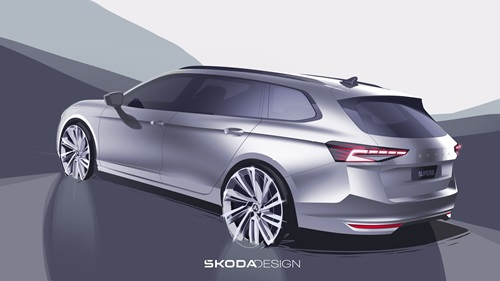 Exterior sketches of the fourth-generation Superb