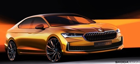 Exterior sketches of the fourth-generation Superb