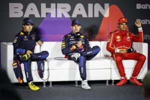 Press call Max VERSTAPPEN (Red Bull Racing), Sergio PÉREZ (Red Bull Racing) and Carlos SAINZ (Ferrari) - Photo by FIA.com