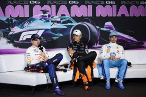 Lando NORRIS (McLaren), Max VERSTAPPEN (Red Bull Racing) and Charles LECLERC (Ferrari) photo by FIA