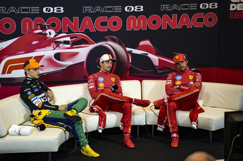 Charles LECLERC (Ferrari), Oscar PIASTRI (McLaren) and Carlos SAINZ (Ferrari) Photo by FIA.com