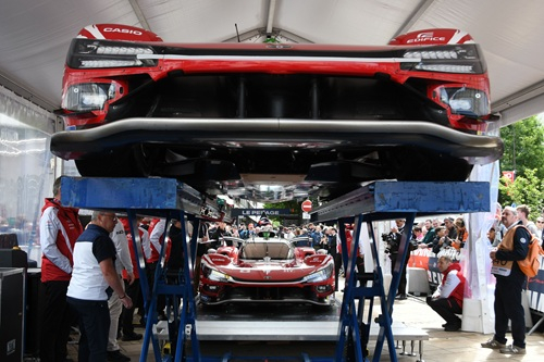 Scrutineering the Toyota cars (Photo By Melissa Warren)